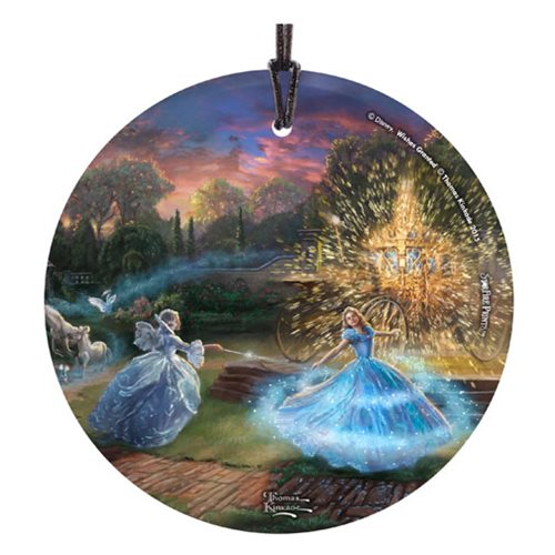 Cinderella Wishes Granted by Thomas Kinkade StarFire Prints Hanging Glass Ornament